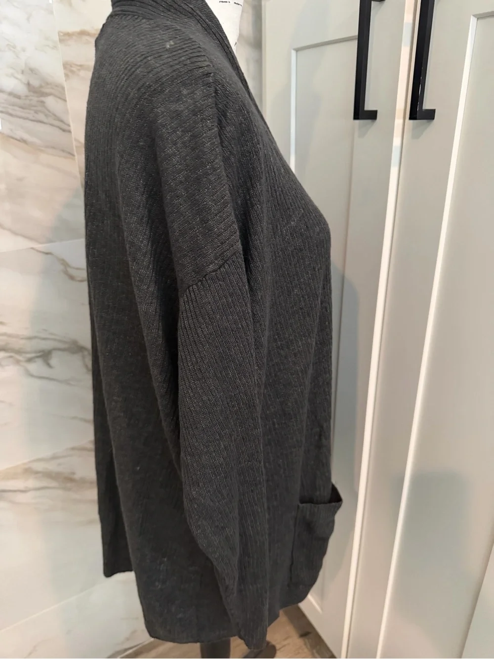 Women’s Eileen Fisher Organic Linen Open Front Cardigan Sweater Pockets XL/T